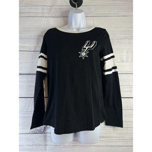 San Antonio Spurs Shirt Womens Medium NBA Raglan Double Sided Sporty